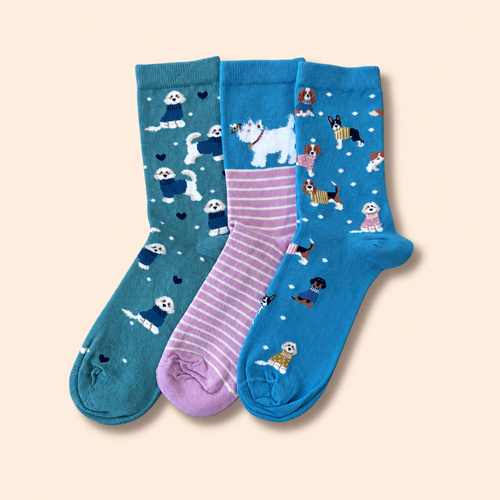 Hunde mit Pulli Motiv Socken