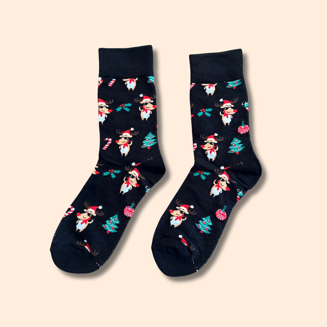 Weihnachts Funky Rentier & Santa Motiv Socken