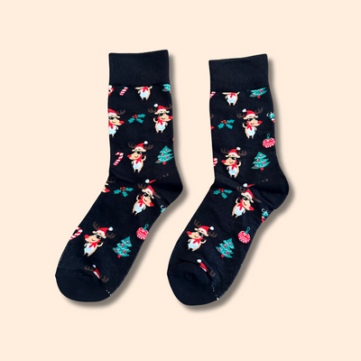 Weihnachts Funky Rentier & Santa Motiv Socken