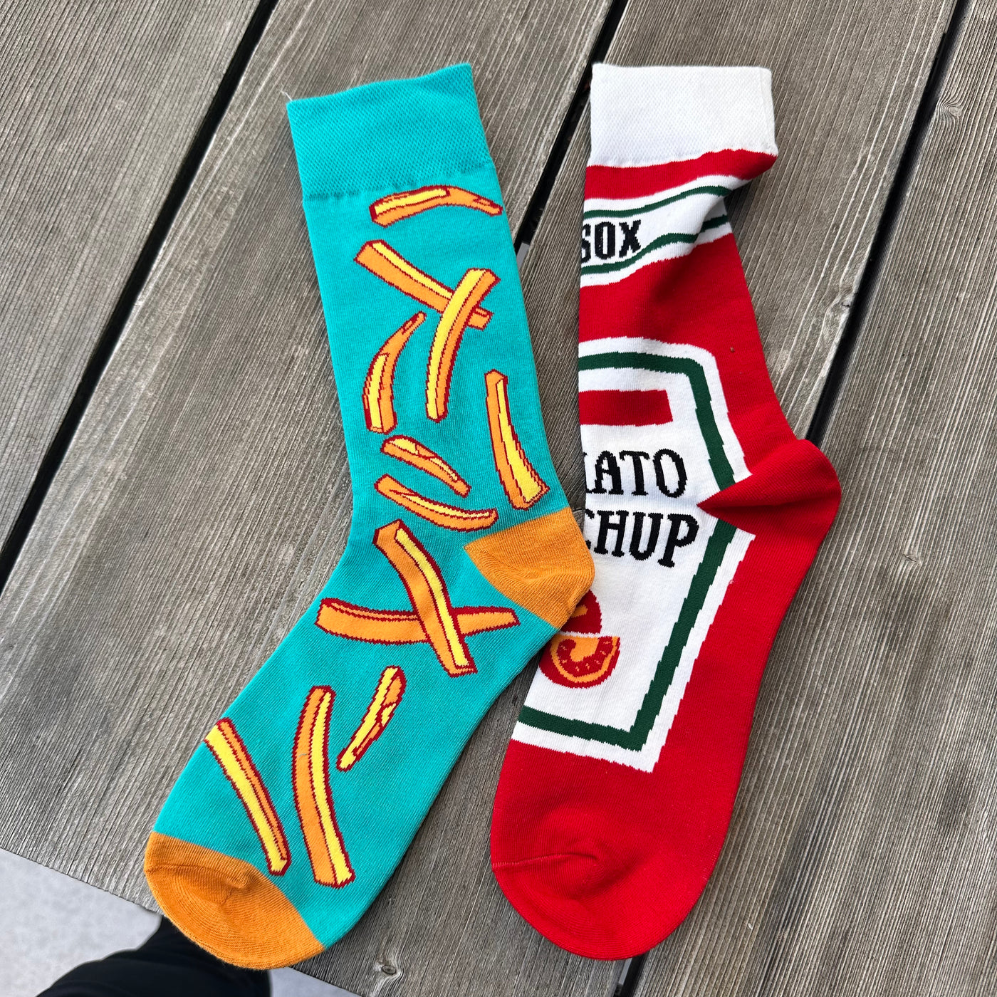 Pommes Frites, Ketchup Motiv Socken