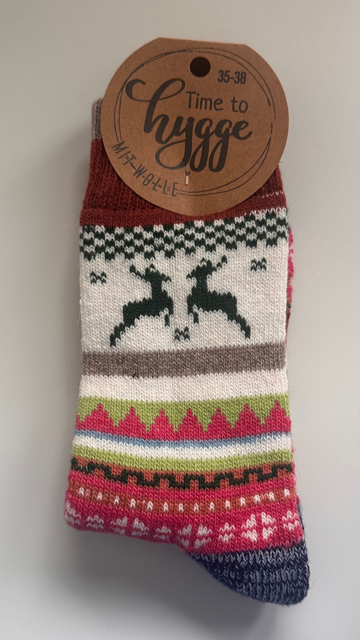 Hygge Elch Nordic Wollsocken