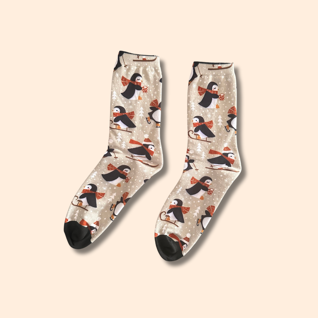 Winter Pinguin Motiv Socken