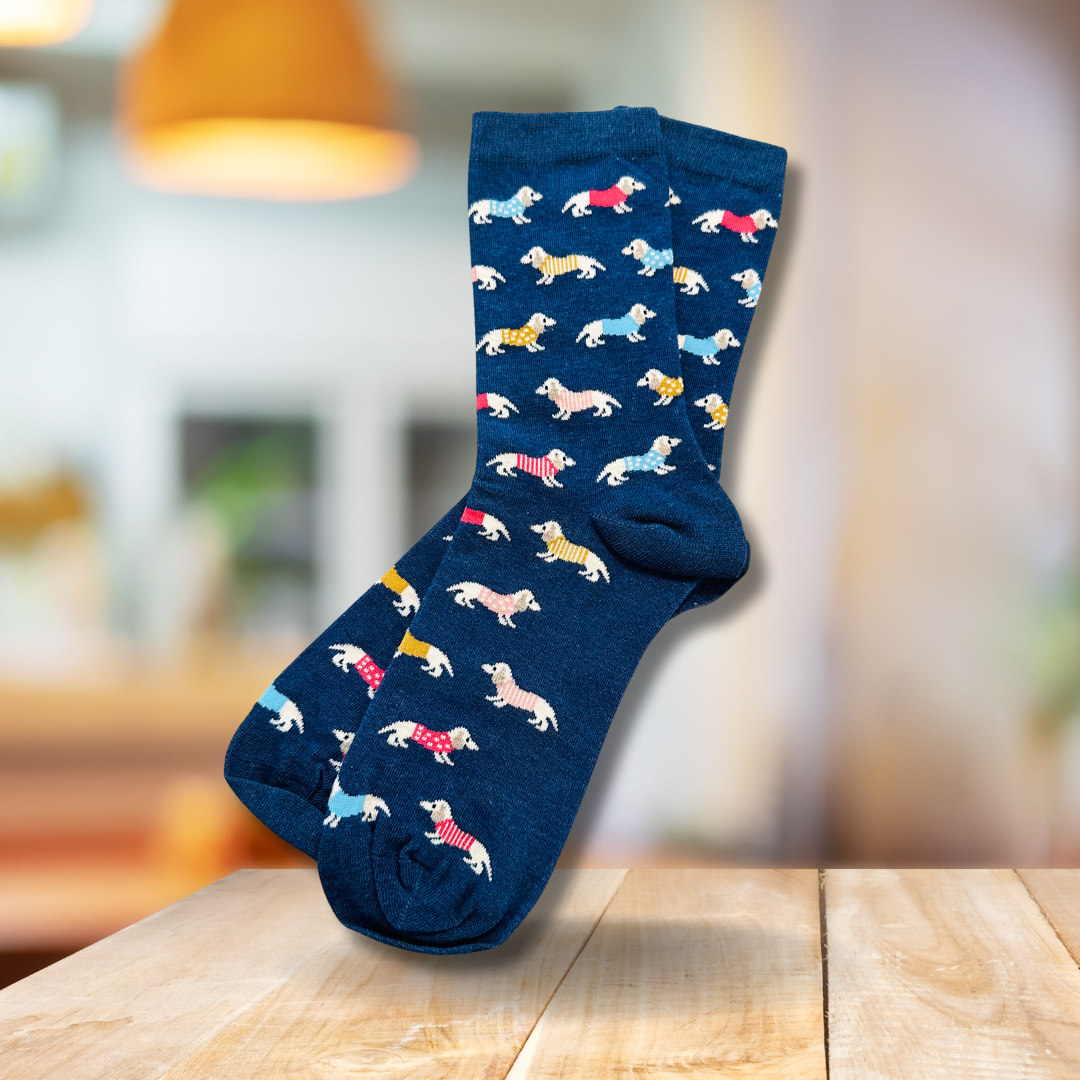 Katzen & Dackel Motiv Socken
