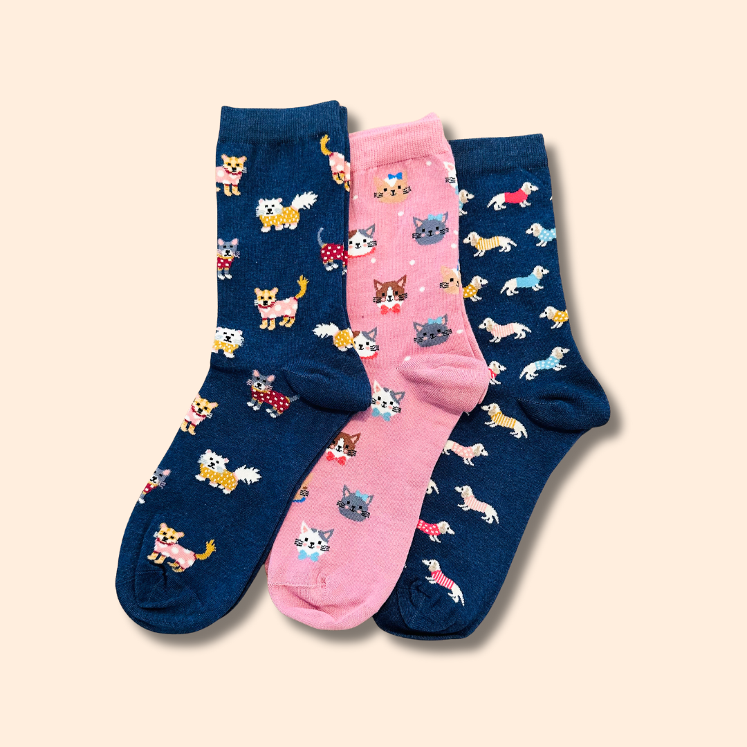 Katzen & Dackel Motiv Socken