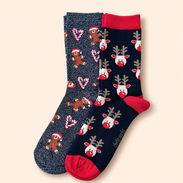 Rentier & Lebkuchen Weihnachts Motiv Socken