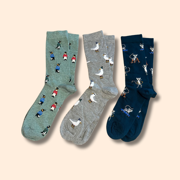 Möwen, Lemur, Pinguin Motiv Socken